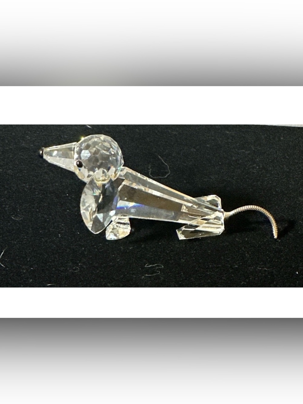 Swarovski Crystal Dachshund Figurine Retired Sausage Dog Metal Tail 3.5